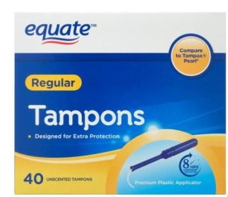 Equate Tampons with Premium Plastic Applicators, Unscented, Regular (40 Count)